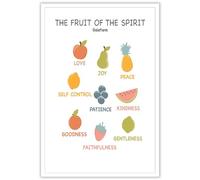 BFADMN Impression sur toile « Love Peace Church Sunday School » - Impression sur toile « The Fruit of the Spirit Galates » - Éducation chrétienne - Peinture bohème inspirante - 30,5 x 40,6 cm - Sans