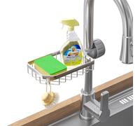 BFDYY LONIN Porte-éponge sur Robinet d'évier de Cuisine, Support Amovible en Acier Inoxydable pour Salle de Bain, brosses à récurer, Savon, chromé