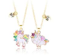 BFF Collier d'Amitié avec Pendentif Licorne Dessin Animé, Mignons Meilleurs Amis Colliers, Forever Best Friends Colliers pour 2 Filles, Bijoux Cadeaux Saint Valentin pour Enfants Mère Sœurs Amis