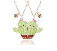 BFF Collier d'Amitié Pendentifs de Cactus Mignons, Meilleurs Amis Colliers pour 2 Filles, Best Friends Forever Colliers Magnétiques, Valentin Amitié Bijoux Cadeaux pour Filles Garçons Amis Sœurs