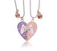 BFF Collier d'Amitié Pendentifs Manette de Jeu, Demi-Cœur Colliers Magnétiques pour 2,Best Friends Colliers pour Amis Enfants Sœurs Filles Garçons,Cadeaux pour Saint-Valentin Anniversaire,Violet/Rose