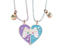 BFF Collier d'Amitié Pendentifs Manette de Jeu, Demi-Cœur Colliers Magnétiques pour 2,Best Friends Colliers pour Amis Enfants Sœurs Filles Garçons,Cadeaux pour Saint-Valentin Anniversaire,Violet/Bleu