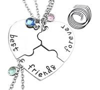 BFF Collier d'Amitié pour 3 Filles, Best Friends Forever Chaîne Colliers Avec des Cordes de Cire, Meilleurs Amis Colliers Strass, Saint-Valentin Amitié Bijoux Cadeaux pour Filles Mère Amis Sœurs
