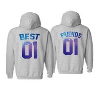 BFF Sweats à Capuche Best Friends Pull pour Fille BFF Cadeau Meilleur Amie Pull Sister Sweatshirt à Capuche Hoodie BFF Pull Pullover Noir Blanc Gris 1 Pièce