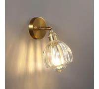BFFGKGL Applique murale de chevet en laiton de style rétro japonais, créativité nordique en verre en forme de fleur, applique murale câblée moderne pour allée dorée, lampe murale pour salon, chambre à