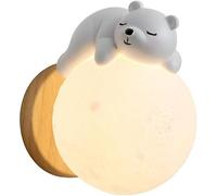 BFFGKGL Applique Murale Moderne pour Chambre d'enfant, créativité Nordique, Dessin animé Mignon, Lapin, Lune, Chambre d'enfant, Applique Murale Minimaliste du Milieu du siècle, Lampe Murale sphérique