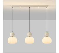 BFFGKGL Lustre de comptoir de bar de créativité du milieu du siècle, lampe suspendue à 3 têtes pour îlot de cuisine nordique, lustre moderne minimaliste en forme de citrouille à vent crème, décoration