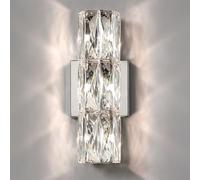 BFFGKGL Minimalisme nordique longue bande cristal applique murale vanité lumière LED barre d'éclairage mural en cristal Chrome luxe moderne linéaire salle de bain lampe murale éclairage de chevet pour