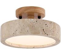 BFFGKGL Plafonnier de Couloir en Bois Massif de Style crème Nordique Wabi-sabi Japonais, plafonnier de Balcon en travertin Jaune Naturel du Milieu du siècle, Suspension Ronde Moderne pour allée, Hall