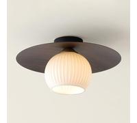 BFFGKGL Plafonnier de couloir en grain de noyer du milieu du siècle Créativité nordique Lampe de plafond semi-encastrée ronde pour chambre à coucher Lampe de plafond moderne minimaliste à rayures en v
