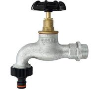BFG Robinet de Jardin avec Raccord pour Tuyau, Entrée 1/2" BSP, Sortie 3/4" BSP - Pression Max. 10 Bar, Température de Service 65°C, Robinet en Fonte avec Vanne à Bouton, Raccord Rapide
