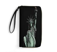 BFGWK Grand portefeuille fantaisie en cuir avec motif statue de la Liberté - Avec fermeture éclair - Pour homme et femme - 19,7 x 10,5 cm, Style :, 19.7x10.5cm