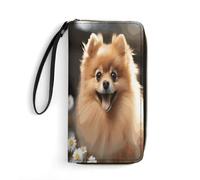 BFGWK Grand portefeuille fantaisie imprimé chien de Poméranie long portefeuille avec fermeture éclair en cuir pour homme et femme Style 19,7 x 10,5 cm, Style :, 19.7x10.5cm