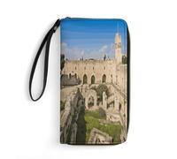 BFGWK Grand portefeuille fantaisie Israël à la tour de David avec fermeture éclair en cuir pour homme et femme, 19,7 x 10,5 cm, Style :, 19.7x10.5cm