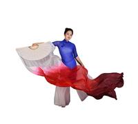 BFLCWSTD Éventail pour La Danse Orientale Femmes Belly Dance Soie Long Vetils Veils Props Protely Culte Louange Couleurs Pastel Drapeau Streamer Adultes(Beige,120cm-Kids Size)