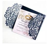 BFLCWSTD Faire Part de Mariage Carte D'invitation De Mariage Bleue Découpée Au Laser, Élégante, Décoration Fête