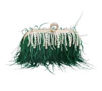 BFLCWSTD Plume Sac À Main Sac à main en plumes de perles for femmes, sacs soirée, pochette, pochettes dîner, sac messager for dames(Green)