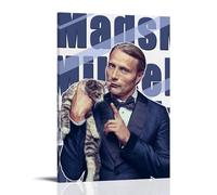 BFQMBKJUQ Mads Mikkelsen Poster d'art décoratif résistant à l'humidité et à la décoloration - Imperméable - Décoration de magasin - 60 x 90 cm - Style cadre