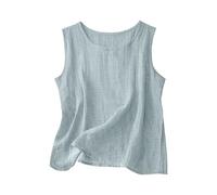 BFSWL Débardeur d'été pour femme - Grandes tailles - Col rond - Débardeurs en mousseline - Décontracté - Couleur unie - Sans manches, bleu clair, 3XL grande taille