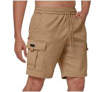 BFSWL Pantalon cargo pour homme, longueur genoux, grande taille, été, short avec élastique, kaki, 4XL