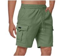 BFSWL Pantalon cargo pour homme, longueur genoux, grande taille, été, short avec élastique, Vert armée., 4XL