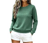 BFSWL Pull élégant pour femme, automne, hiver, col rond, tricoté | Pull chaud au crochet, pull à couches, sous-vêtements, pull d'hiver uni, pull côtelé, t-shirt à manches longues