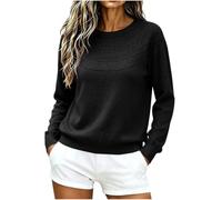 BFSWL Pull élégant pour femme, automne, hiver, col rond, tricoté | Pull chaud au crochet, pull à couches, sous-vêtements, pull d'hiver uni, pull côtelé, t-shirt à manches longues