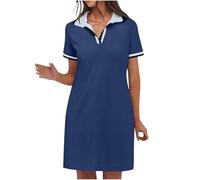 BFSWL Robe polo à manches courtes pour femme - Col en V - Robe de golf courte - Couleur unie - Revers - Robe de sport d'extérieur avec poches - Robe d'été pour le sport, le tennis, le golf, le