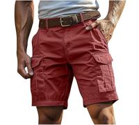BFSWL Short cargo pour homme - Grande taille - Décontracté - Short cargo - Couleur unie - S-4XL, Bordeaux, 3XL taille courte