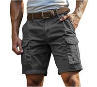 BFSWL Short cargo pour homme - Grande taille - Décontracté - Short cargo - Couleur unie - S-4XL, gris foncé, XXL taille courte