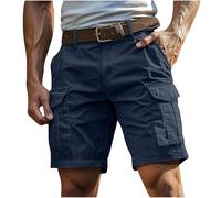 BFSWL Short cargo pour homme - Grande taille - Décontracté - Short cargo - Couleur unie - S-4XL, Marine, 3XL taille courte