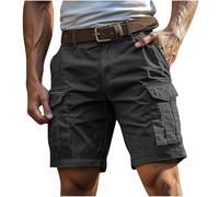 BFSWL Short cargo pour homme - Grande taille - Décontracté - Short cargo - Couleur unie - S-4XL, Noir , 3XL taille courte