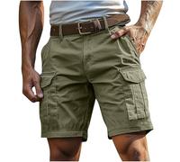 BFSWL Short cargo pour homme - Grande taille - Décontracté - Short cargo - Couleur unie - S-4XL, vert, 4XL taille courte