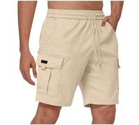 BFSWL Short cargo pour homme - Longueur genou - Grandes tailles - Short d'été avec taille élastique, Blanc., M grande taille taille courte