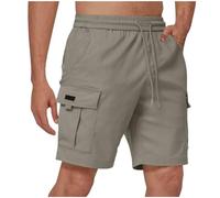 BFSWL Short cargo pour homme - Longueur genou - Grandes tailles - Short d'été avec taille élastique, gris, 4XL grande taille taille courte