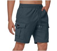 BFSWL Short cargo pour homme - Longueur genou - Grandes tailles - Short d'été avec taille élastique, Marine, 4XL grande taille taille courte