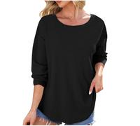 BFSWL Sweatshirt Femme Gaufré - Automne Manches Longues Col Rond Couleur Unie Pull Sans Capuche, gris clair, S