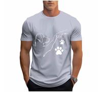 BFSWL T-shirt à manches courtes et col rond pour homme - T-shirt d'été avec empreinte de pattes de chien - Coupe droite - T-shirt basique pour homme, gris, 5XL
