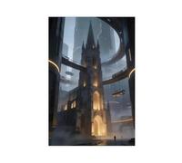 BFTIUTG Impression sur toile Cathédrale silencieuse et Future City - Décoration pour chambre à coucher, bureau, chambre - Cadeau - 60 x 90 cm