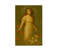 BFTIUTG Impression sur toile de style Art nouveau - Jeune femme - Décoration murale pour salon, chambre à coucher - 50 x 75 cm