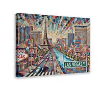 BFTIUTG Poster de voyage sur toile Las Vegas, Nevada City - Décoration de chambre à coucher, bureau, chambre à coucher - Cadeau - 50 x 75 cm