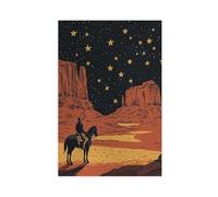 BFTIUTG Poster sur toile de cowboy occidental - Scène nocturne du désert - Ciel étoilé - Décoration pour chambre à coucher, bureau, chambre - Cadeau - 60 x 90 cm