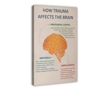 BFTIUTG Poster sur toile How Trauma Affects The Brain - Thérapie de la santé mentale - Décoration murale pour salon, chambre à coucher - 30 x 45 cm
