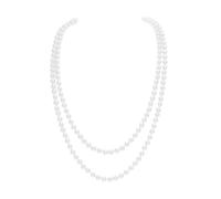 BFUZXY Élégant long collier de perles blanches pour femme - Accessoire de costume avec collier de perles artificielles - 1 collier de perles pour femme - Style Art Déco - Pour la mode et les tenues de