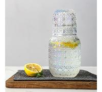 BFYDOAA Carafe à eau de chevet avec gobelet en verre - Pichet en cristal et verre à boire pour chambre d'amis, bureau, chambre à coucher, salle de bain