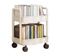BFYDOAA Chariot de Rangement Latéral à 2 Niveaux avec roulettes, Petite Bibliothèque Mobile sous Le Bureau pour L'organisation du Bureau, de la Cuisine, de la Maison