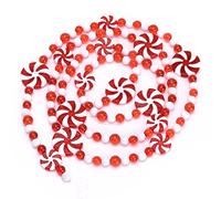 BFYDOAA Guirlande de perles de Noël de 1,5 m - Chaîne de perles en sucre d'orge - Rouge et blanc - Menthe poivrée à suspendre - Pour emballage de sapin de Noël, plateau à étages