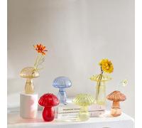 BFYDOAA Lot de 6 mini vases à bourgeons en verre coloré pour terrarium et plantes hydroponiques pour fleurs, diffuseur de roseaux, centre de table