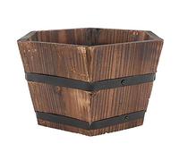 BFYDOAA Seau de jardin en bois, style vintage, rétro, forme hexagonale, multi-viandes pour intérieur ou extérieur, maison, jardin, patio