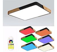 BFYLIN Plafonnier LED, 72W RGB lampe de plafond créatif Bois chêne, avec dimmable télécommande,plafonniers modernes pour de salon à économie d'énergie,Cuisine,chambre à coucher (Noir-72W RGB)